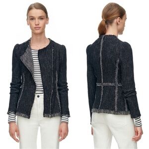 Rebecca Taylor Academia Business Structured Tweed Distressed Raw Hem Blazer 8